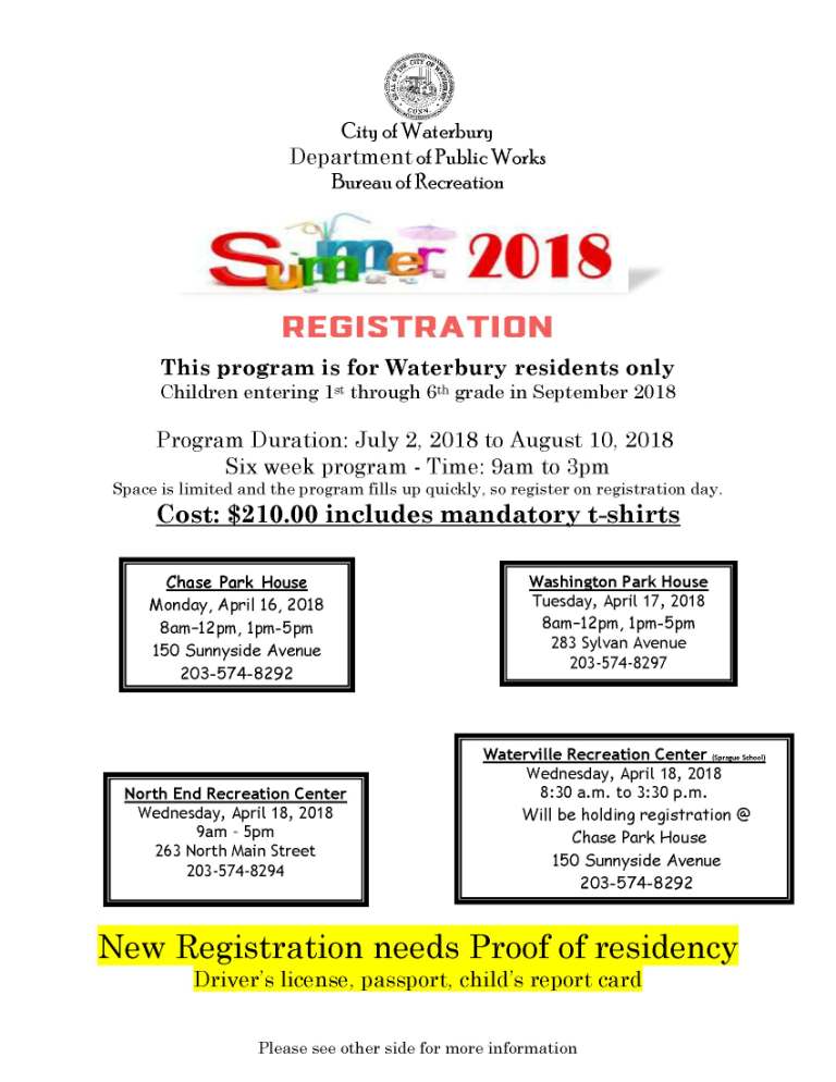 Summer Registration Page 1
